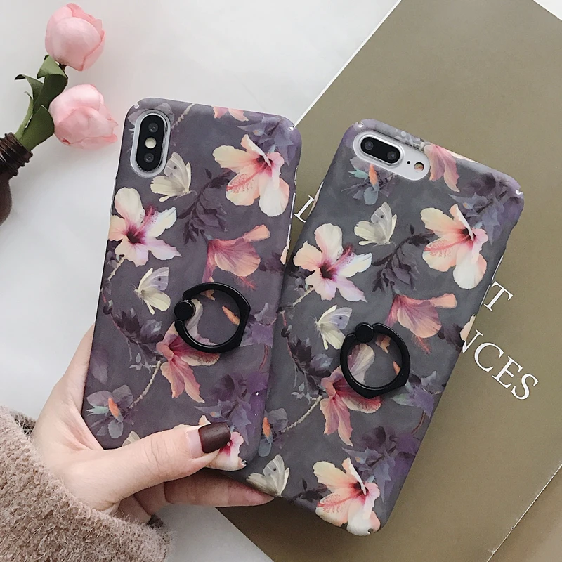 360 Phone Ring Purple Flower For iPhone X XS XR XS Max Case Vintage Finger Ring Hard Back Cover For iPhone 6 6S 7 8 Plus Case 3D
360 Phone Ring Purple Flower For iPhone X XS XR XS Max Case Vintage Finger Ring Hard Back Cover For iPhone 6 6S 7 8 Plus Case 3D
