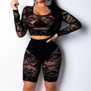 Women's 2Pcs Crop Tops Shorts Lace Bodycon Clothes Suit Ladies' New Sexy Long Sleeves Fashionable Summer Bodysuit Hot Selling
Women's 2Pcs Crop Tops Shorts Lace Bodycon Clothes Suit Ladies' New Sexy Long Sleeves Fashionable Summer Bodysuit Hot Selling
