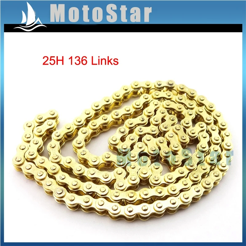 

Gold Minimoto 25H Sprocket Chain 136 Links For 2 Stroke 47cc 49cc Engine Mini Moto Dirt ATV Quad 4 Wheeler Pocket Bike Go Kart