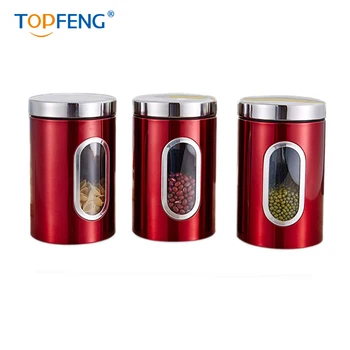 TOPFENG Stainless Steel Kitchen Canister Set with Lid Visible Window Seasoning Cereal Container (3 pack)
TOPFENG Stainless Steel Kitchen Canister Set with Lid Visible Window Seasoning Cereal Container (3 pack)