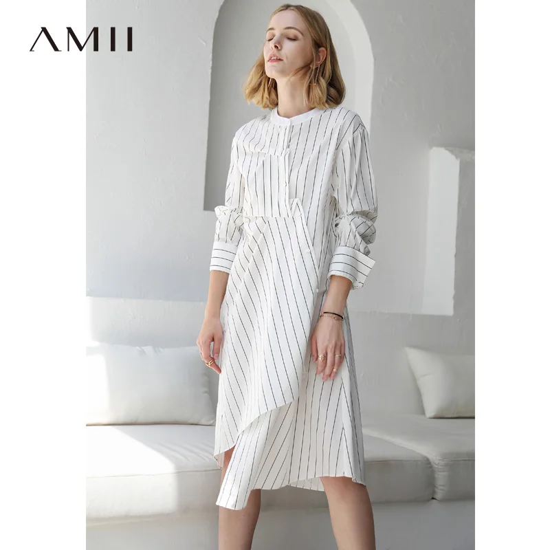 Amii Women Minimalist 2018 Autumn Dress Asymmetric Chic Original Design Striped Loose Female Dresses
Amii Women Minimalist 2018 Autumn Dress Asymmetric Chic Original Design Striped Loose Female Dresses