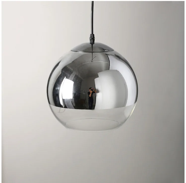 LuKLoy Modern Pendant Light Silver Glass Ball Pendant Lamp Kitchen Island Hanging Lamp Loft Bedside Suspension Lighting Fixtures (15)