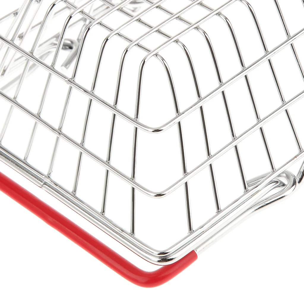 Red Small Metal Shopping Basket Table Storage Basket for Children Kids Role Pretend Play Toys Room Decoration