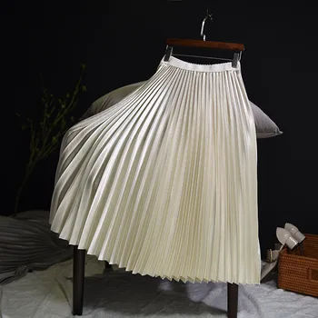 Women Metal Satin Pleated Skirt High Waist Long Winter New Arrival Elastic Girls Skirts Chic Korean Style Office Lady Streetwear
Women Metal Satin Pleated Skirt High Waist Long Winter New Arrival Elastic Girls Skirts Chic Korean Style Office Lady Streetwear
