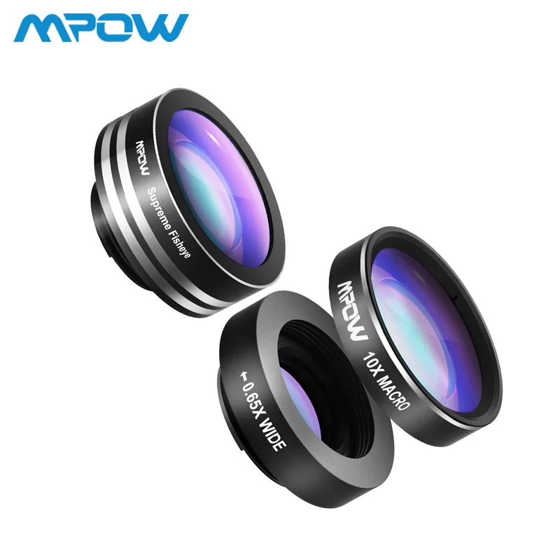 Mpow PA007 3 in 1 Phone Single Lens 180 Degree Fisheye Lens+0.65X Wide Angle+10X Macro Lens Clip-On CameraLens Kit For iphone
Mpow PA007 3 in 1 Phone Single Lens 180 Degree Fisheye Lens+0.65X Wide Angle+10X Macro Lens Clip-On CameraLens Kit For iphone