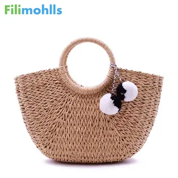 Women Pompon Beach Weaving Ladies Straw Bag Wrapped Beach Bag Moon shaped Bag 2019 New Summer Handmade Bags Handbag S1591
Women Pompon Beach Weaving Ladies Straw Bag Wrapped Beach Bag Moon shaped Bag 2019 New Summer Handmade Bags Handbag S1591