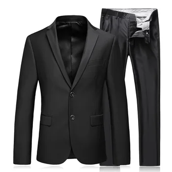 Blazers business fashion high quality gentleman black suit 2 piece set (coat + pants) to work to marry classic simple suit
Blazers business fashion high quality gentleman black suit 2 piece set (coat + pants) to work to marry classic simple suit