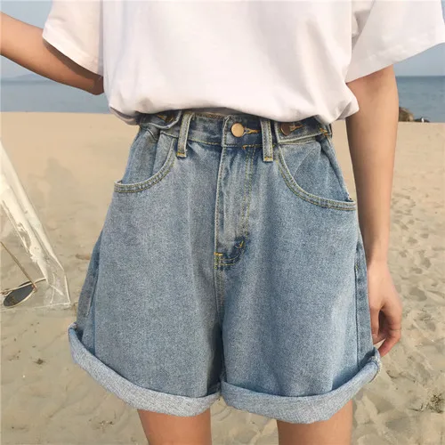 Denim Vintage Light Blue Solid Fashion High Waist Simple 2018 New Arrival Loose Casual Female Shorts
Denim Vintage Light Blue Solid Fashion High Waist Simple 2018 New Arrival Loose Casual Female Shorts