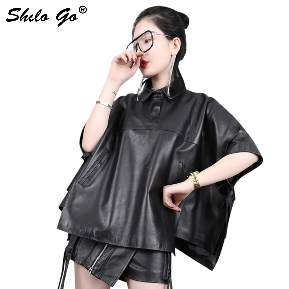 Leather blouse Womens Summer Fashion sheepskin genuine leather blouse turn lapel collar batwing sleeve Casual loose
Leather blouse Womens Summer Fashion sheepskin genuine leather blouse turn lapel collar batwing sleeve Casual loose