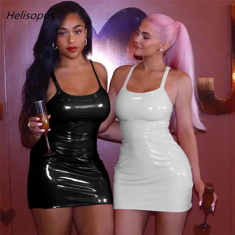 Helisopus 2019 New PU Leather Sexy Bodycon Dress Women Sleeveless Night Club Party Dress Summer Black Mini Dress
Helisopus 2019 New PU Leather Sexy Bodycon Dress Women Sleeveless Night Club Party Dress Summer Black Mini Dress