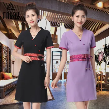 Summer Women New Beautician Hotel Work Clothes Short Sleeve OL Professional Wear Chinese Style Female Slim Bauty Salon Uniforms
Summer Women New Beautician Hotel Work Clothes Short Sleeve OL Professional Wear Chinese Style Female Slim Bauty Salon Uniforms