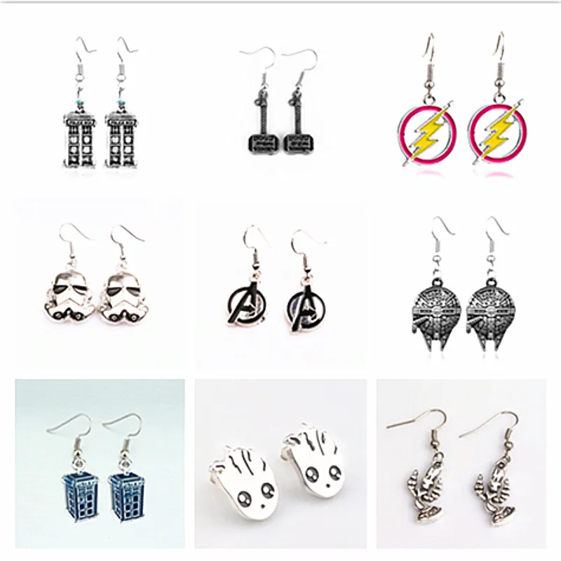 Rongji jewelry Doctor Who and avengers star wars earrings charm fashion jewelry men women Christmas Gift
Rongji jewelry Doctor Who and avengers star wars earrings charm fashion jewelry men women Christmas Gift