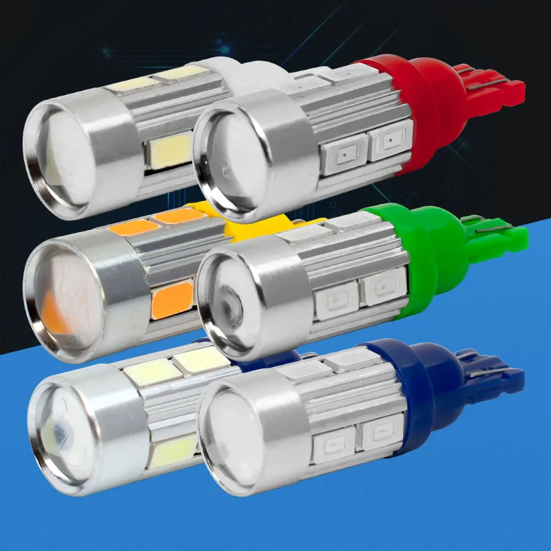 10 шт. W5W светодиодный 5630 5730 SMD с объективом проектора парковочные фары автомобиля