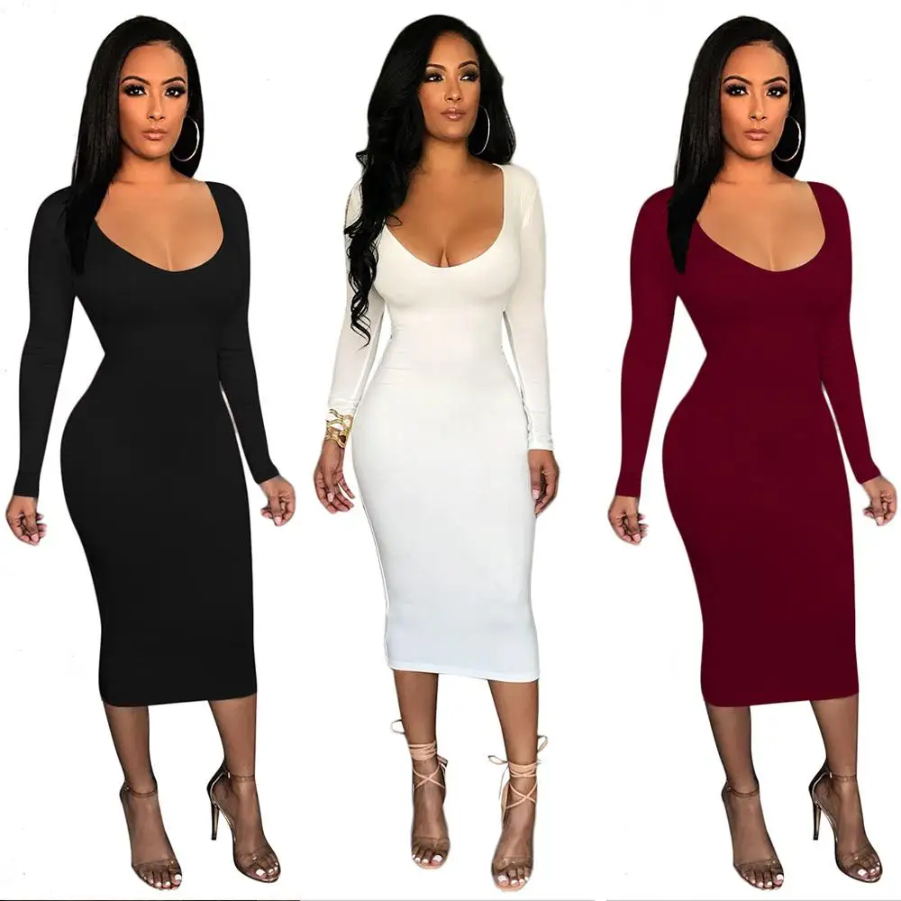 Women Sexy Soild Color Dresses Low Collar Long Sleeve Female Dress Casual Elegant Wrap Bandcon Wild Basics Vestidos Ladies Club
Women Sexy Soild Color Dresses Low Collar Long Sleeve Female Dress Casual Elegant Wrap Bandcon Wild Basics Vestidos Ladies Club