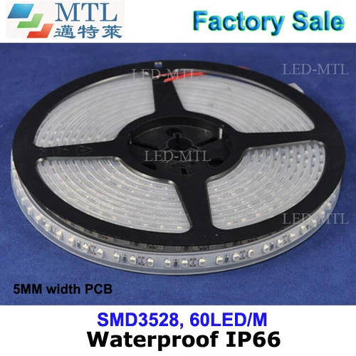 5MM narrow PCB 3528 LED strip IP66 waterproof, 12V 60LED/M, double-sided PCB, 100M/lot, 2 years warranty, Factory Wholesale
5MM narrow PCB 3528 LED strip IP66 waterproof, 12V 60LED/M, double-sided PCB, 100M/lot, 2 years warranty, Factory Wholesale