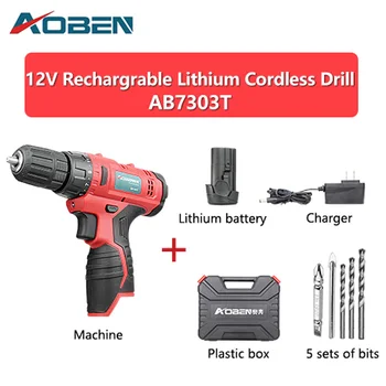 AOBEN 12V Rechargerable Lithium Cordless Drill 2 Batteries Screwdriver Power Tools Mini Household Electric Drill With Drill Bits
AOBEN 12V Rechargerable Lithium Cordless Drill 2 Batteries Screwdriver Power Tools Mini Household Electric Drill With Drill Bits