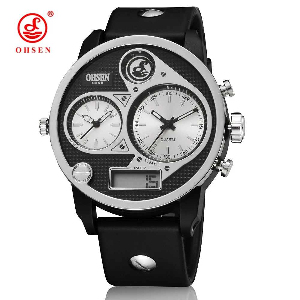 Фото OHSEN Модные мужские Спортивные кварцевые наручные часы 50 м для - купить