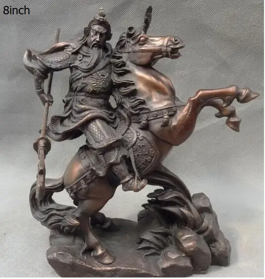 8" Chinese Pure BRASS Dragon Head Warrior Guan Gong Yu God Ride Horse Statue statues garden decoration
8" Chinese Pure BRASS Dragon Head Warrior Guan Gong Yu God Ride Horse Statue statues garden decoration