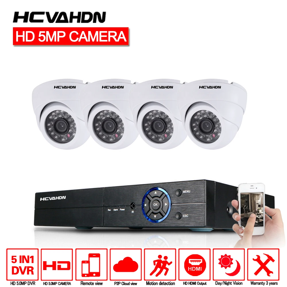 HCVAHDN 4CH 5MP HD Home Security Cameras System 5.0MP 2560*1920p 4Pcs Indoor Outdoor Dome CCTV Cameras Kit Easy Remote View P2P
HCVAHDN 4CH 5MP HD Home Security Cameras System 5.0MP 2560*1920p 4Pcs Indoor Outdoor Dome CCTV Cameras Kit Easy Remote View P2P