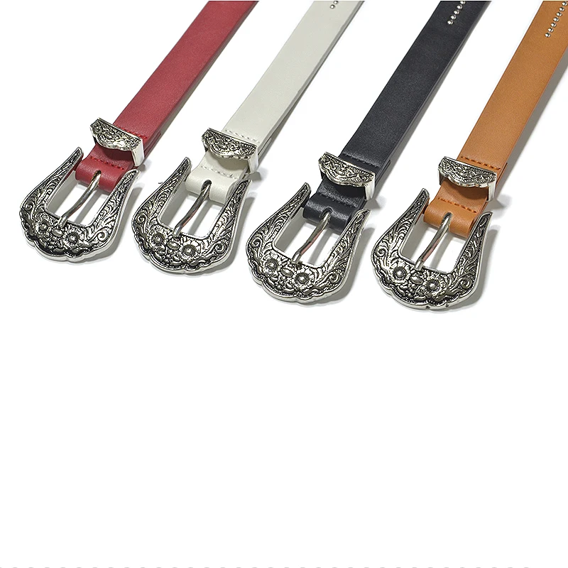 Fashion Western Belts for Women Retro Silver Metal Pin Buckle Leather Women Waistband Belt Quality Full Studs Jeans Belt Bg-812
Fashion Western Belts for Women Retro Silver Metal Pin Buckle Leather Women Waistband Belt Quality Full Studs Jeans Belt Bg-812