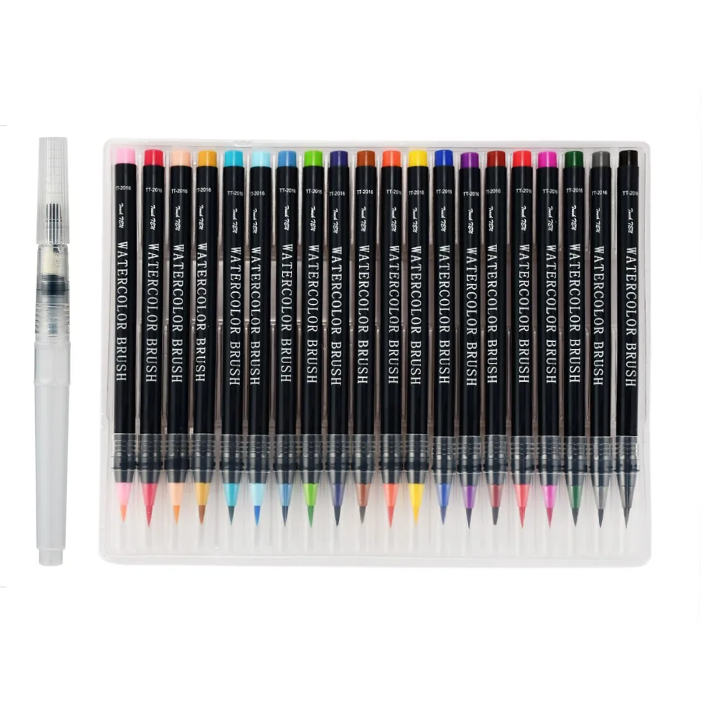 20 Color / Set Soft Watercolor Brush Pen Black Flexible Tip Pinceles Acuarela Aqua Painting Watercolor Brush Water Pens
20 Color / Set Soft Watercolor Brush Pen Black Flexible Tip Pinceles Acuarela Aqua Painting Watercolor Brush Water Pens