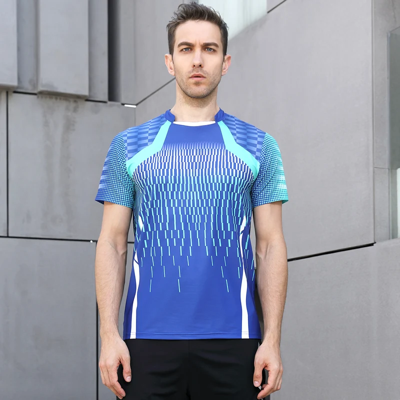 Высококачественная синяя мужская Спортивная рубашка для бега фитнеса