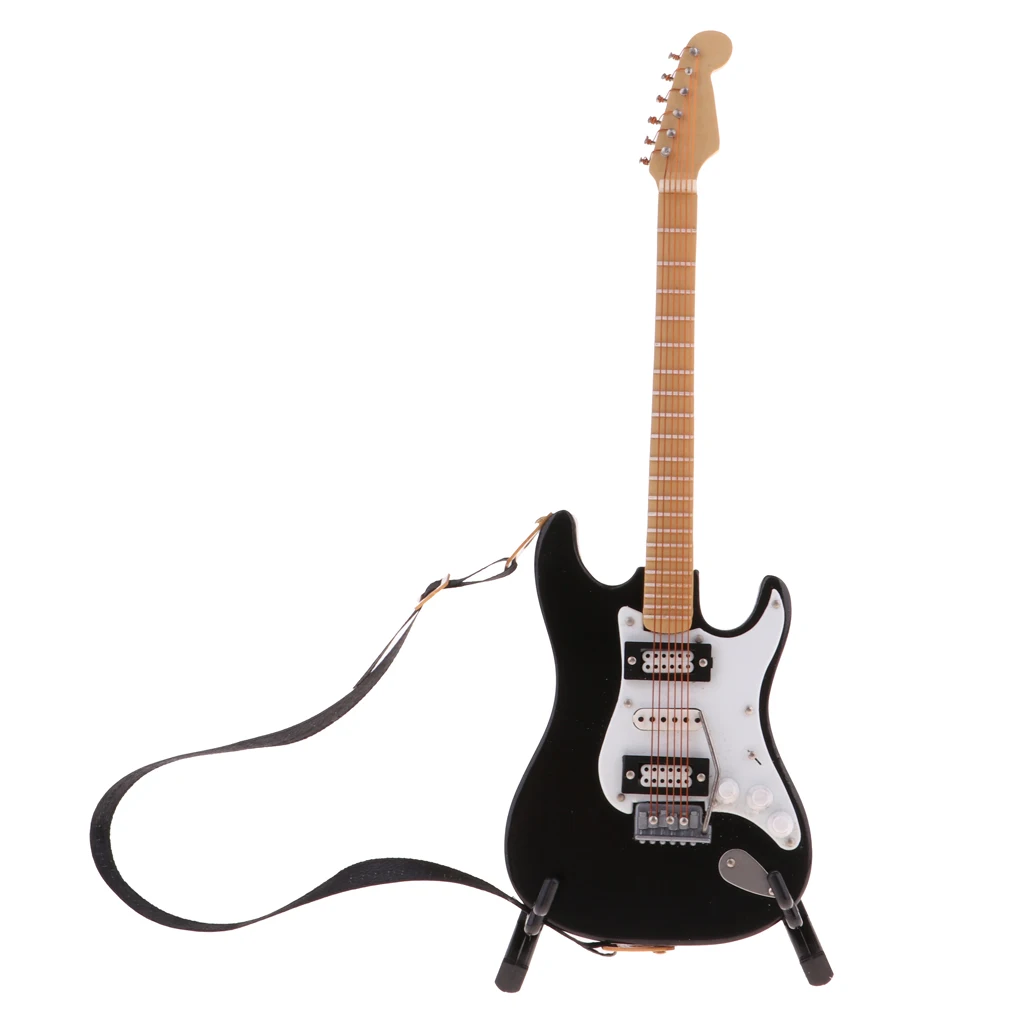 1/6 Dollhouse Music Instrument Ornament Miniature Electric Guitar With Stand, Doll House Decor Accessories 1/6 Dollhouse Music Instrument Ornament Miniature Electric Guitar With Stand, Doll House Decor Accessories