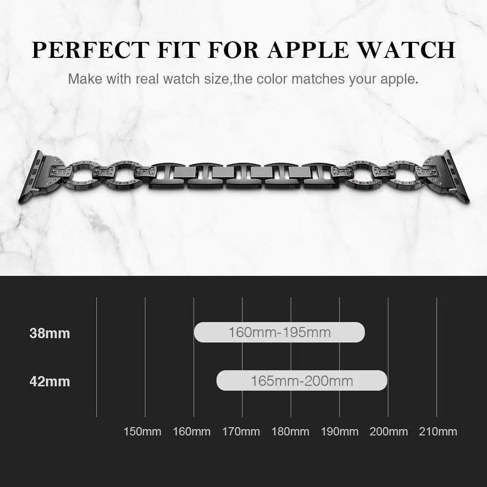 Apple Watch Bling Diamond Band 38Mm 40Mm 42Mm 44Mm Luxury Stainless Steel Link Strap For Iwatch Series 3 2 1