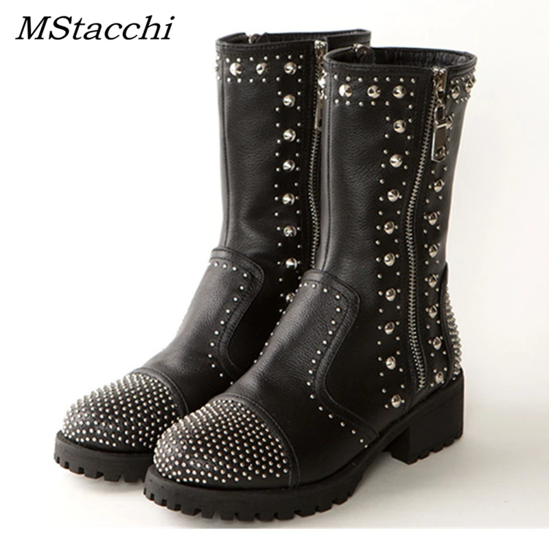MStacchi New Round Toe Rivets Metal Runway Handmade Luxury Motorcycle Boot Genuine Leather Zipper Med Heel Women Mild-calf Boots
MStacchi New Round Toe Rivets Metal Runway Handmade Luxury Motorcycle Boot Genuine Leather Zipper Med Heel Women Mild-calf Boots