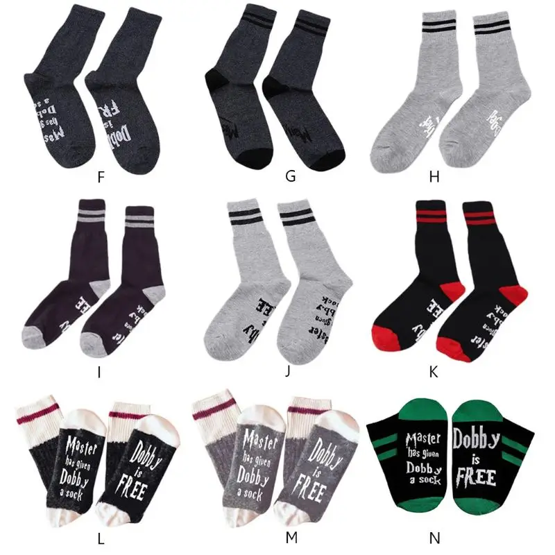 

Women Men Unisex Thicken Long/Short Ankle Socks Cotton Knitted Funny Letters Sewn On Sole Contrast Color Striped Winter Warmer H