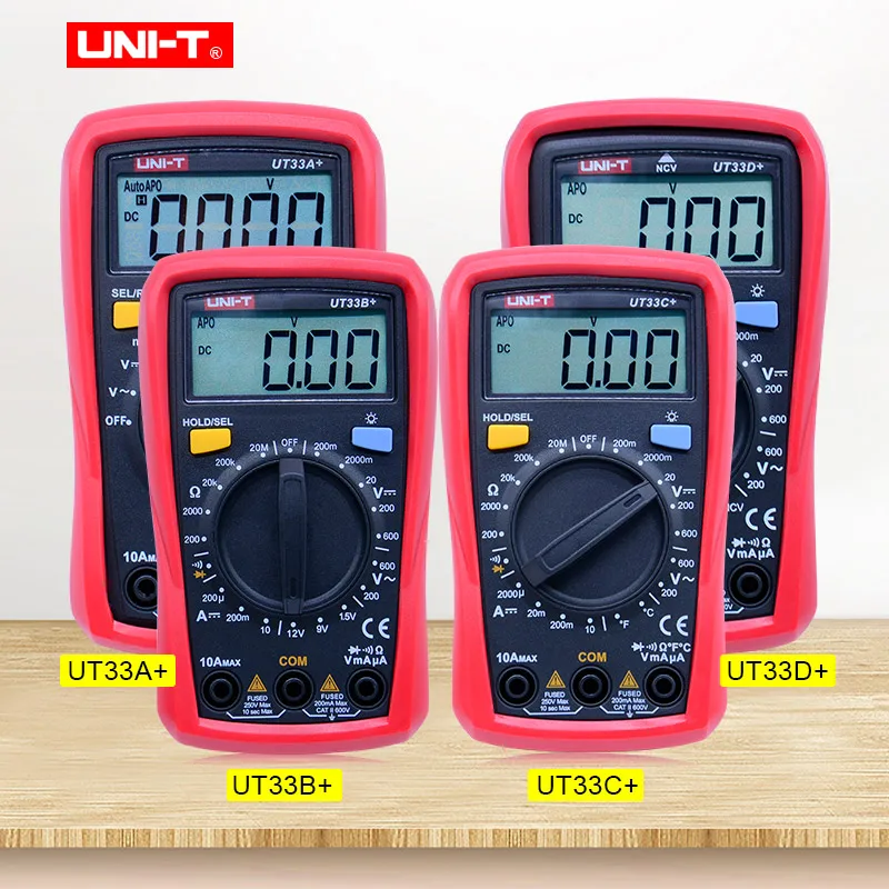 UNI-T Palm Size Multimeter UT33A+ UT33B+ UT33C+ UT33D+ digital Multitester With Capacitance/NCV/Diode test/Continuity buzzer
UNI-T Palm Size Multimeter UT33A+ UT33B+ UT33C+ UT33D+ digital Multitester With Capacitance/NCV/Diode test/Continuity buzzer