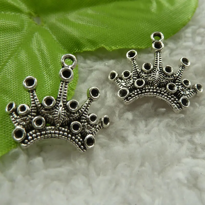 160 шт. антикварные серебряные подвески в виде короны 24x21 мм #3982|silver crown charm|crown charmcharm