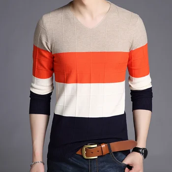 Knitted V-Neck Striped Thin Men's Sweater Pullover Long Sleeve Knitting Patchwork Slim Man Sweaters 2018 Winter Male Pullovers
Knitted V-Neck Striped Thin Men's Sweater Pullover Long Sleeve Knitting Patchwork Slim Man Sweaters 2018 Winter Male Pullovers