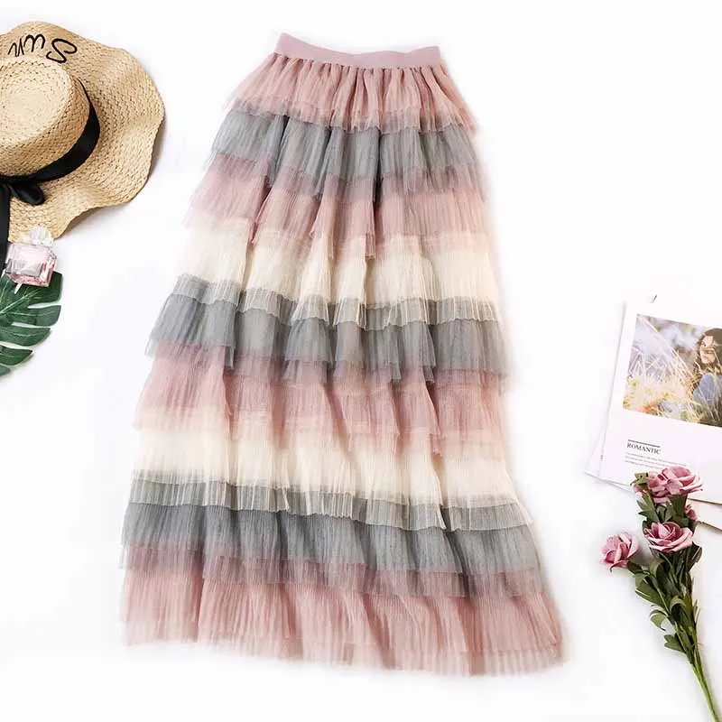 2019 New Hot Selling Spring and Summer Rainbow Skirt Layered Mesh Cake Gradient and Ankle Longevity Vacation A-Line Casual 
2019 New Hot Selling Spring and Summer Rainbow Skirt Layered Mesh Cake Gradient and Ankle Longevity Vacation A-Line Casual
