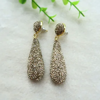 5Pairs/lot geode Gem stone handmade gold fully-jewelled Drop Dangle Earring, Pave Crystal Rhinestone Charm Jewelry Earrings 02
5Pairs/lot geode Gem stone handmade gold fully-jewelled Drop Dangle Earring, Pave Crystal Rhinestone Charm Jewelry Earrings 02