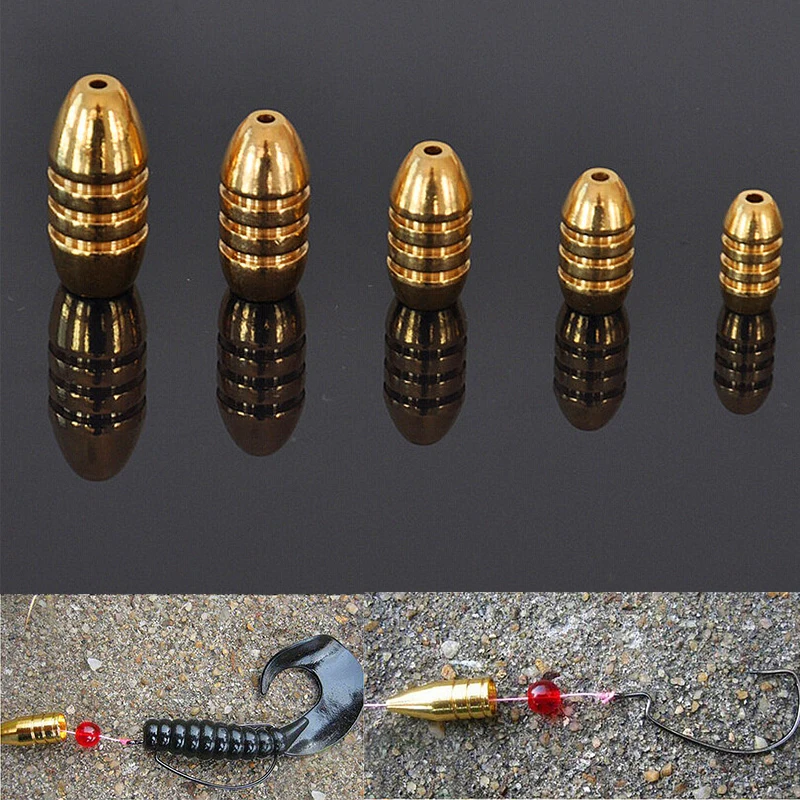 

5pcs/set Copper Lead Sinker Weights 10g,7g,5g,3.5g,1.8g Sharped Bullet Copper Fishing Accessories Fishing Tackle