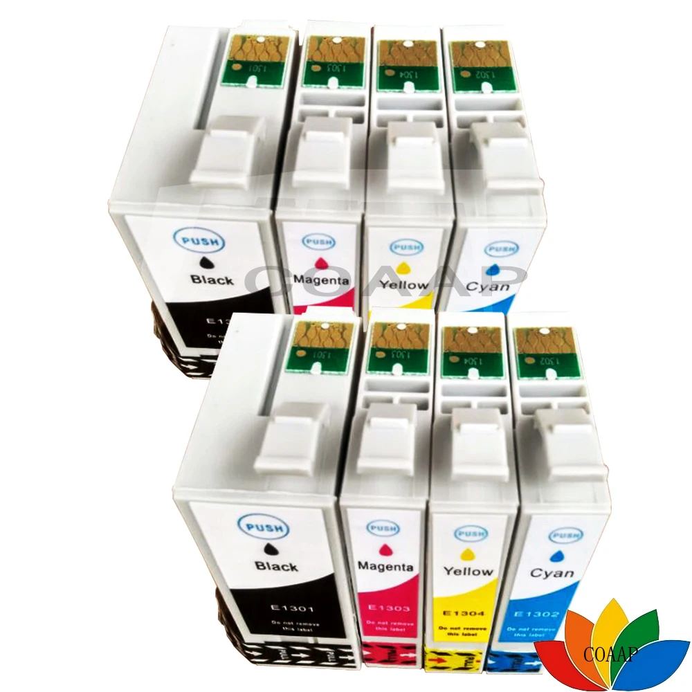 8 Compatible ink cartridges for Epson T1301BK T1302C T1303M T1304Y Workforce WF-3520DWF WF-3540DTWF WF-7525
8 Compatible ink cartridges for Epson T1301BK T1302C T1303M T1304Y Workforce WF-3520DWF WF-3540DTWF WF-7525