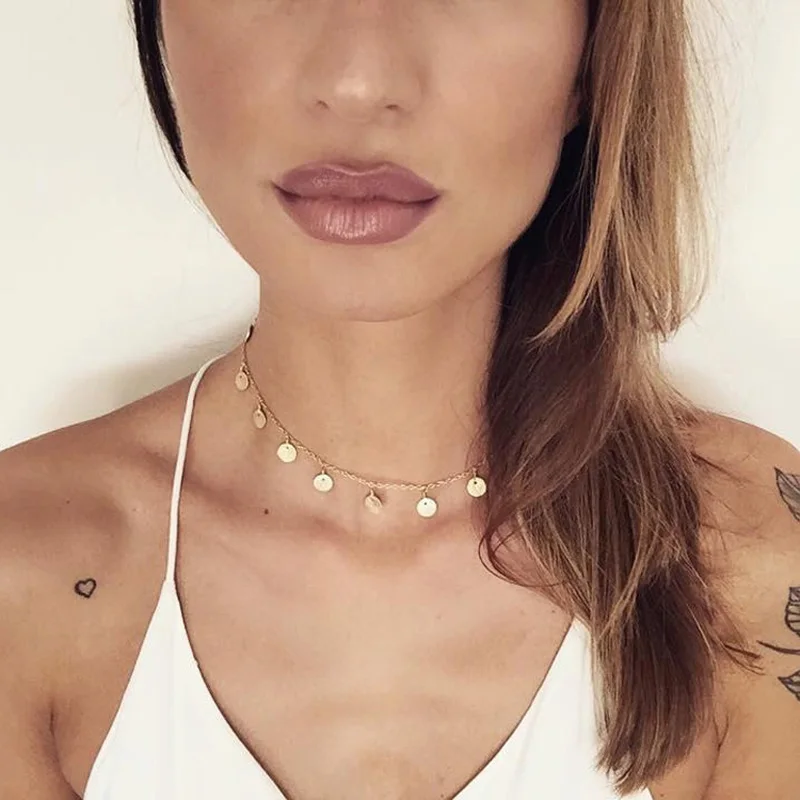 Fashion Gold Color Sequins Coins Tassel Choker Necklace for Women 2018 new money ladies necklace Jewellry colares
Fashion Gold Color Sequins Coins Tassel Choker Necklace for Women 2018 new money ladies necklace Jewellry colares