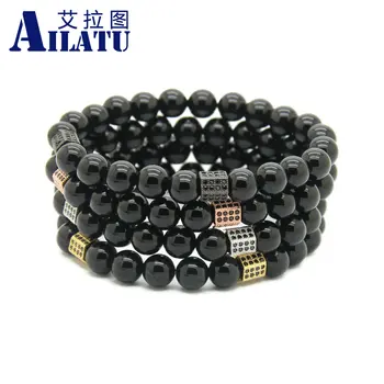 Ailatu Wholesale 10pcs/lot 8mm Black Onyx Stone with Rectangle Micro Inlay Black Zircon Mens cz Beads Bracelets Gift
Ailatu Wholesale 10pcs/lot 8mm Black Onyx Stone with Rectangle Micro Inlay Black Zircon Mens cz Beads Bracelets Gift