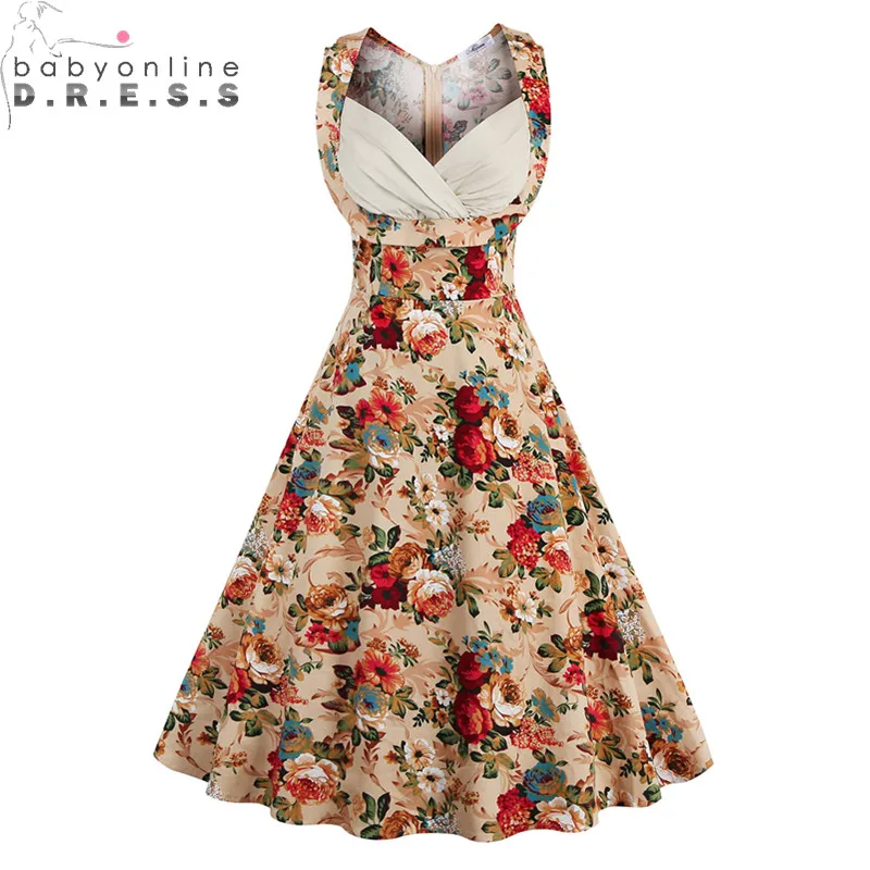 MisShow Hot Sale Elegant Floral Printed Vintage Dresses V-Neck Ball Gown Sleeveless Party Dress Summer Cotton Dresses
MisShow Hot Sale Elegant Floral Printed Vintage Dresses V-Neck Ball Gown Sleeveless Party Dress Summer Cotton Dresses