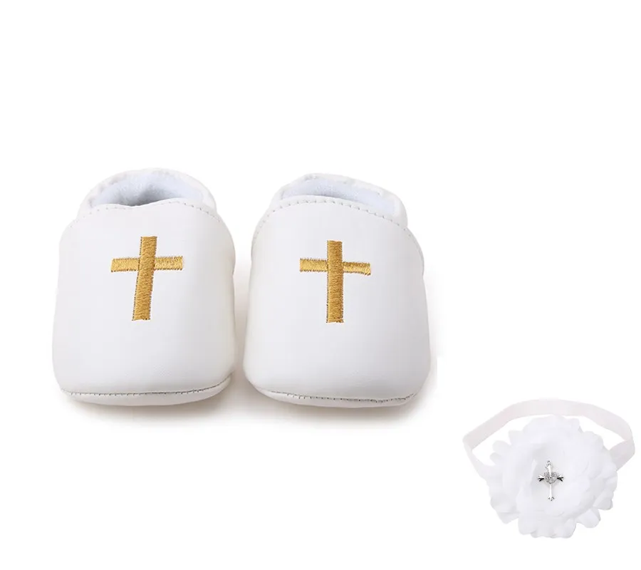 Delebao Golden Cross Christening Baptism Slip-on Newborn Baby Shoes + Baptism Hair Accessory For 0-12 Months
Delebao Golden Cross Christening Baptism Slip-on Newborn Baby Shoes + Baptism Hair Accessory For 0-12 Months
