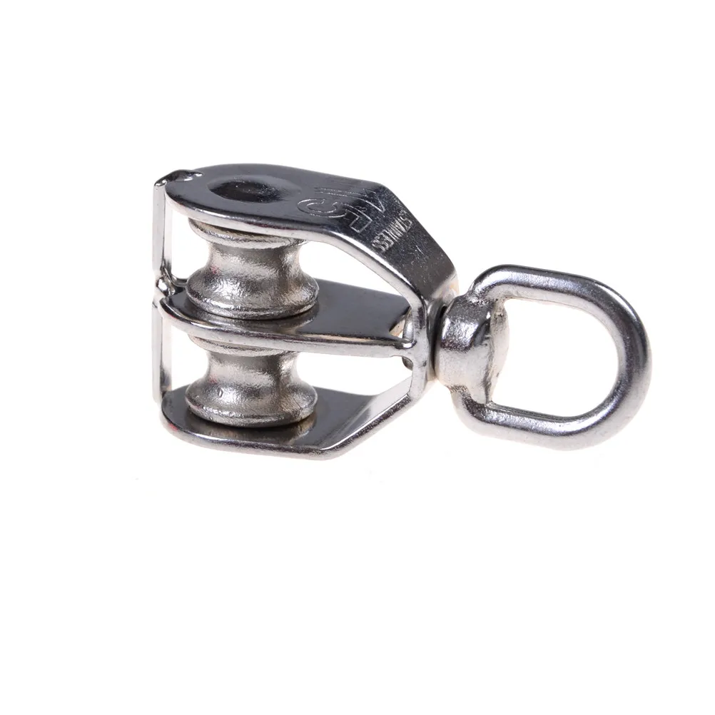 1pcs Silver 304 Stainless Steel Double Sheave Wire M15 Durable Swivel Rope Pulley Block Chain Traction Wheel
1pcs Silver 304 Stainless Steel Double Sheave Wire M15 Durable Swivel Rope Pulley Block Chain Traction Wheel