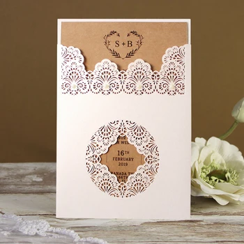 Rustic Wedding Invitations Customized Invitation Card Creative Wedding Invite With Pearl - Set of 50 pcs
Rustic Wedding Invitations Customized Invitation Card Creative Wedding Invite With Pearl - Set of 50 pcs