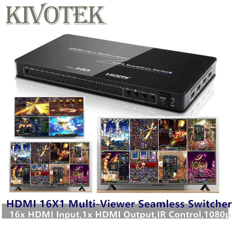 HDMI 16x1 Quad Multi-Viewer With Seamless Switcher 16 by 1 IR HDMI Switch Adapter,Female Connector HD1080P for HDTV,Video Wall
HDMI 16x1 Quad Multi-Viewer With Seamless Switcher 16 by 1 IR HDMI Switch Adapter,Female Connector HD1080P for HDTV,Video Wall