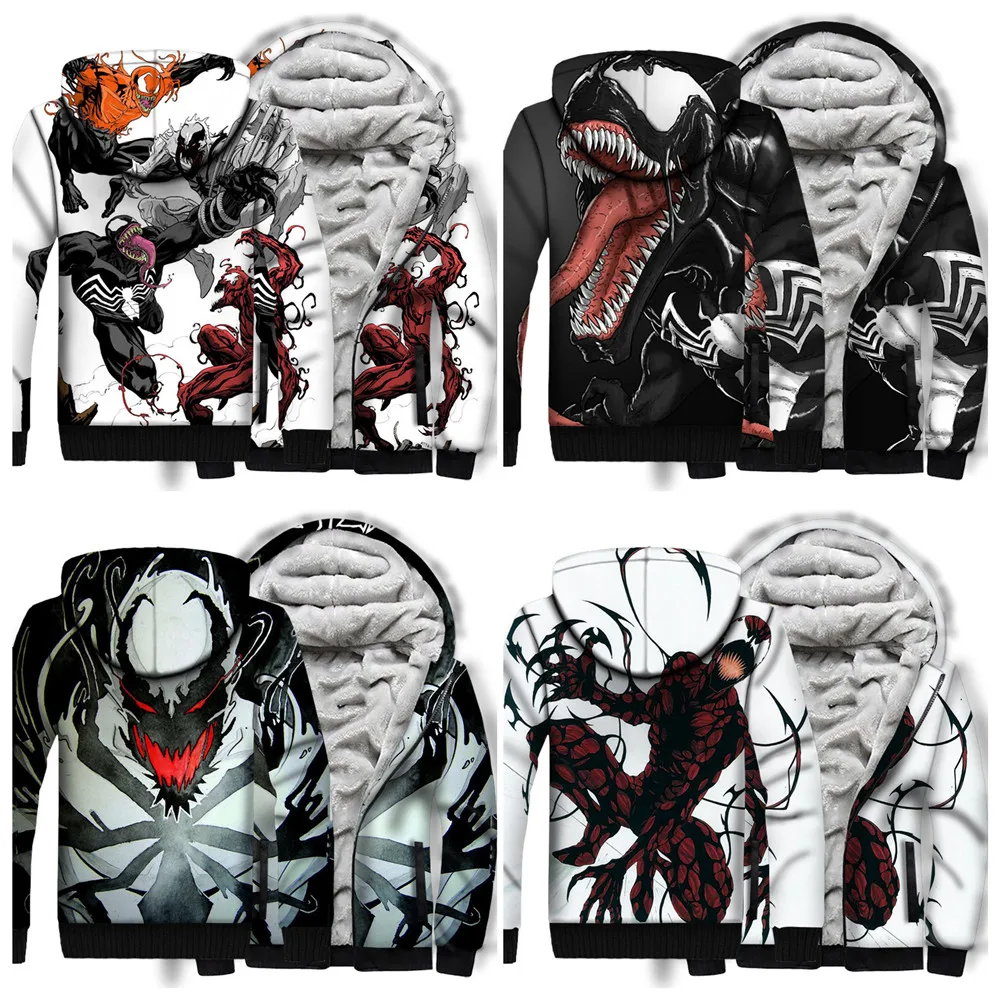 Movie Venom Cosplay Super hero Spider-Man Costumes Pile and thicken winter camouflage uniforms 3D printing Hooded sweatshirts
Movie Venom Cosplay Super hero Spider-Man Costumes Pile and thicken winter camouflage uniforms 3D printing Hooded sweatshirts