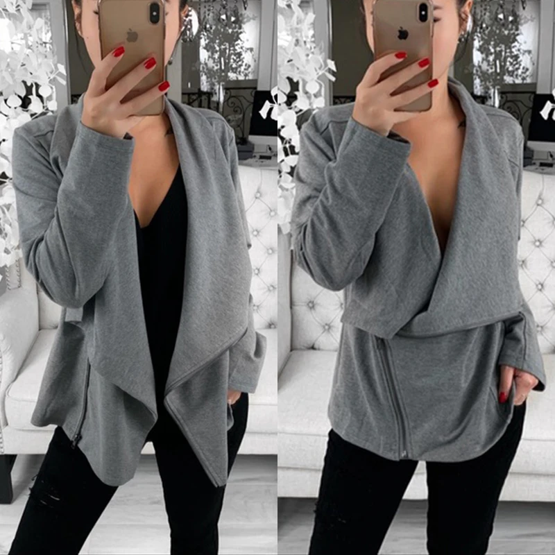 Kenancy Casual Women Solid Jacket Diagonal Zipper Turn Down Collar Long Sleeve Coat Spring Autumn Women'S Jackets Streetwear
Kenancy Casual Women Solid Jacket Diagonal Zipper Turn Down Collar Long Sleeve Coat Spring Autumn Women'S Jackets Streetwear