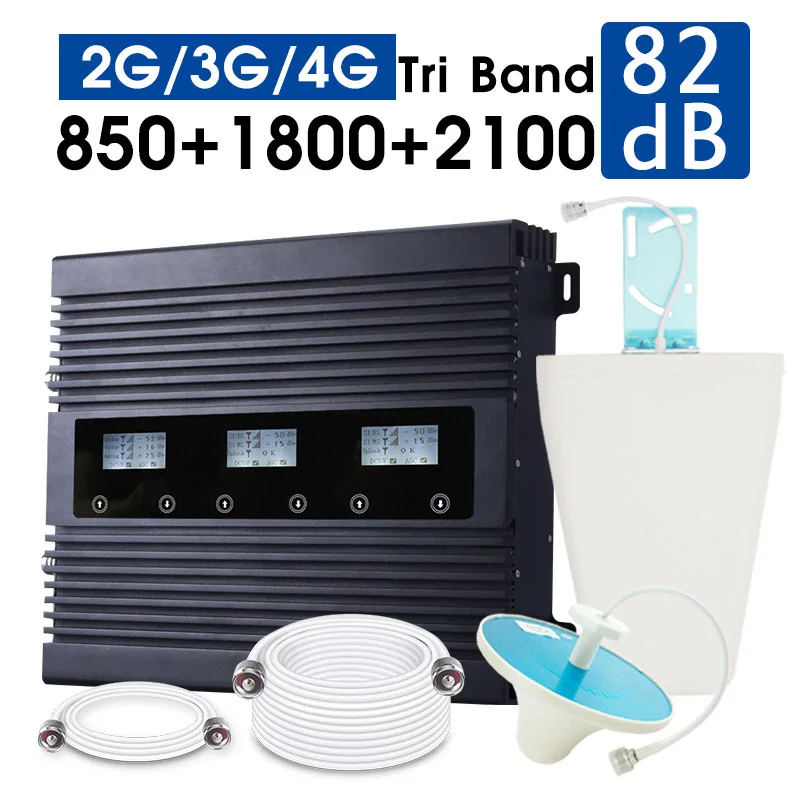 

New Smart Amplifier UMTS B1 B3 B5 Cellphone Cellular Repeater 82dB Gain 850 1800 2100 CDMA DCS WCDMA 2G 3G 4G LTE Signal Booster