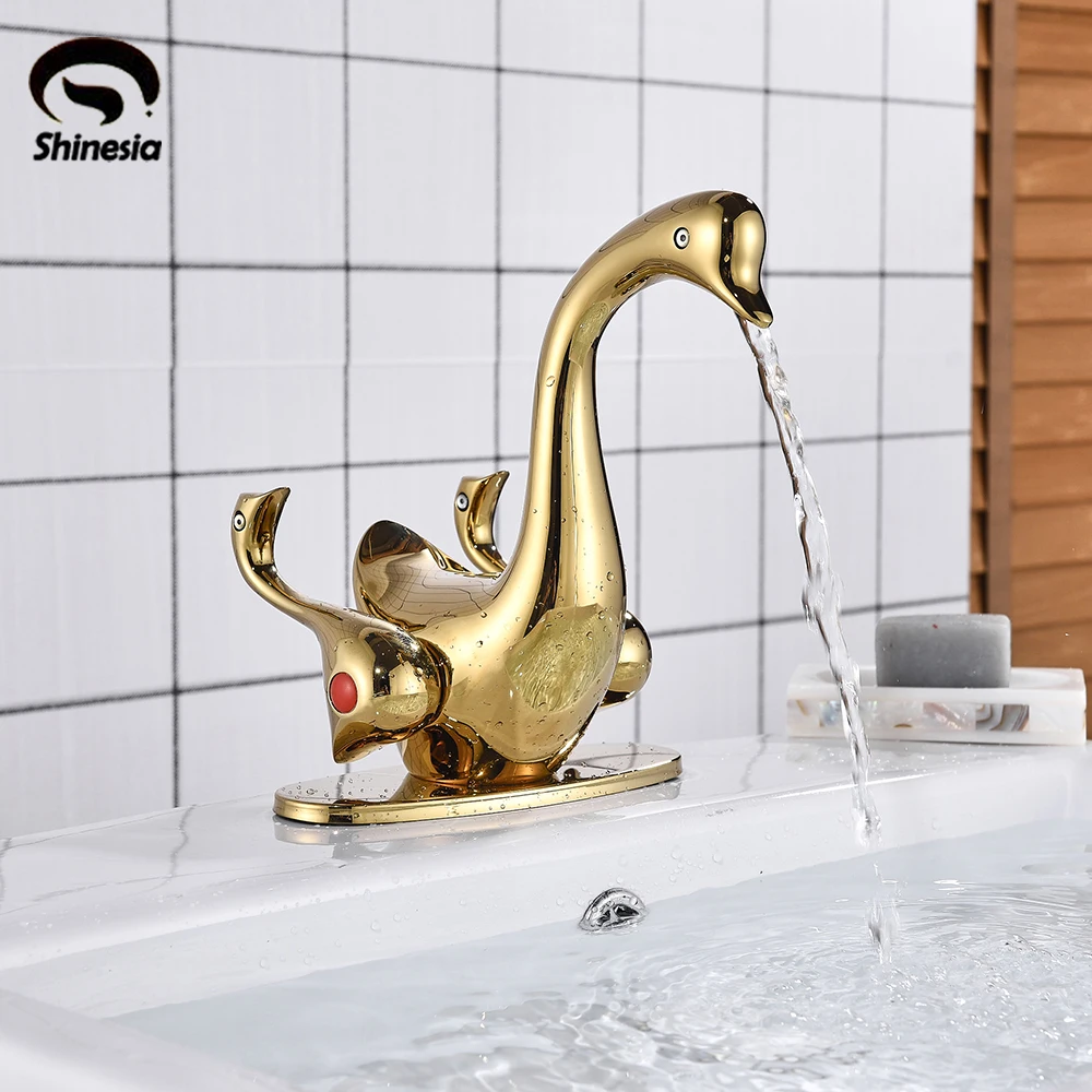 Shinesia Luxury Swan Basin Mixer Tap Gold/Chrome Basin Faucet Bathroom Faucets Dual Hand Bathroom Hot And Cold Water Mixer
Shinesia Luxury Swan Basin Mixer Tap Gold/Chrome Basin Faucet Bathroom Faucets Dual Hand Bathroom Hot And Cold Water Mixer
