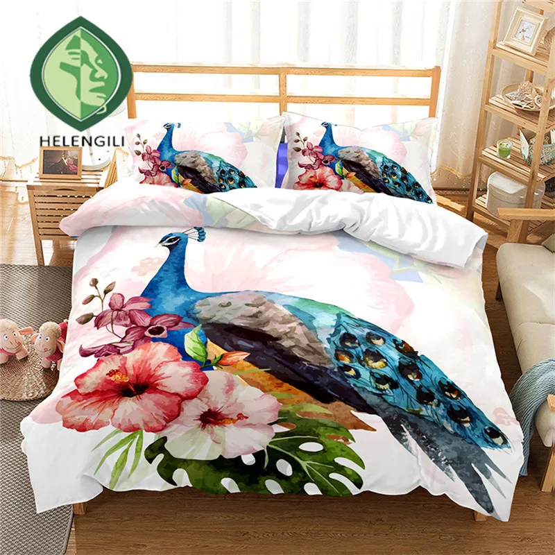 HELENGILI 3D Bedding Set Peacock Print Duvet cover set lifelike bedclothes with pillowcase bed set home Textiles #LX-14
HELENGILI 3D Bedding Set Peacock Print Duvet cover set lifelike bedclothes with pillowcase bed set home Textiles #LX-14