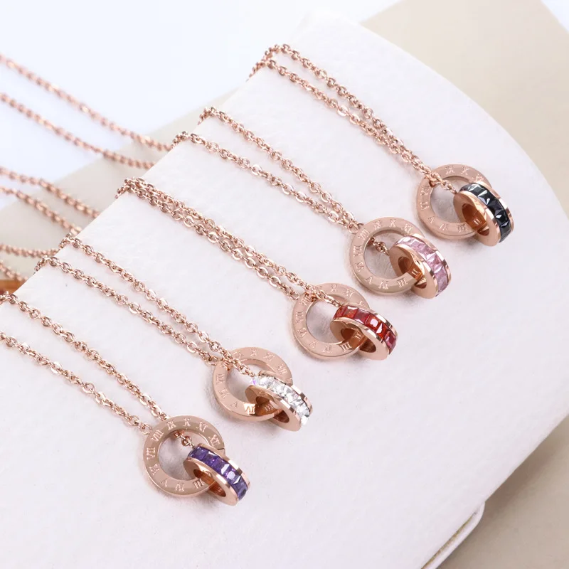 Colorful crystal double circles pendant necklace women collares gift, stainless steel necklaces & pendants roman letters jewelry
Colorful crystal double circles pendant necklace women collares gift, stainless steel necklaces & pendants roman letters jewelry
